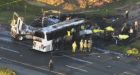 California car crash: Truck slams into charter bus - 9 dead