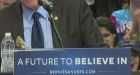 Bernie Sanders upstaged by a bird in Portland